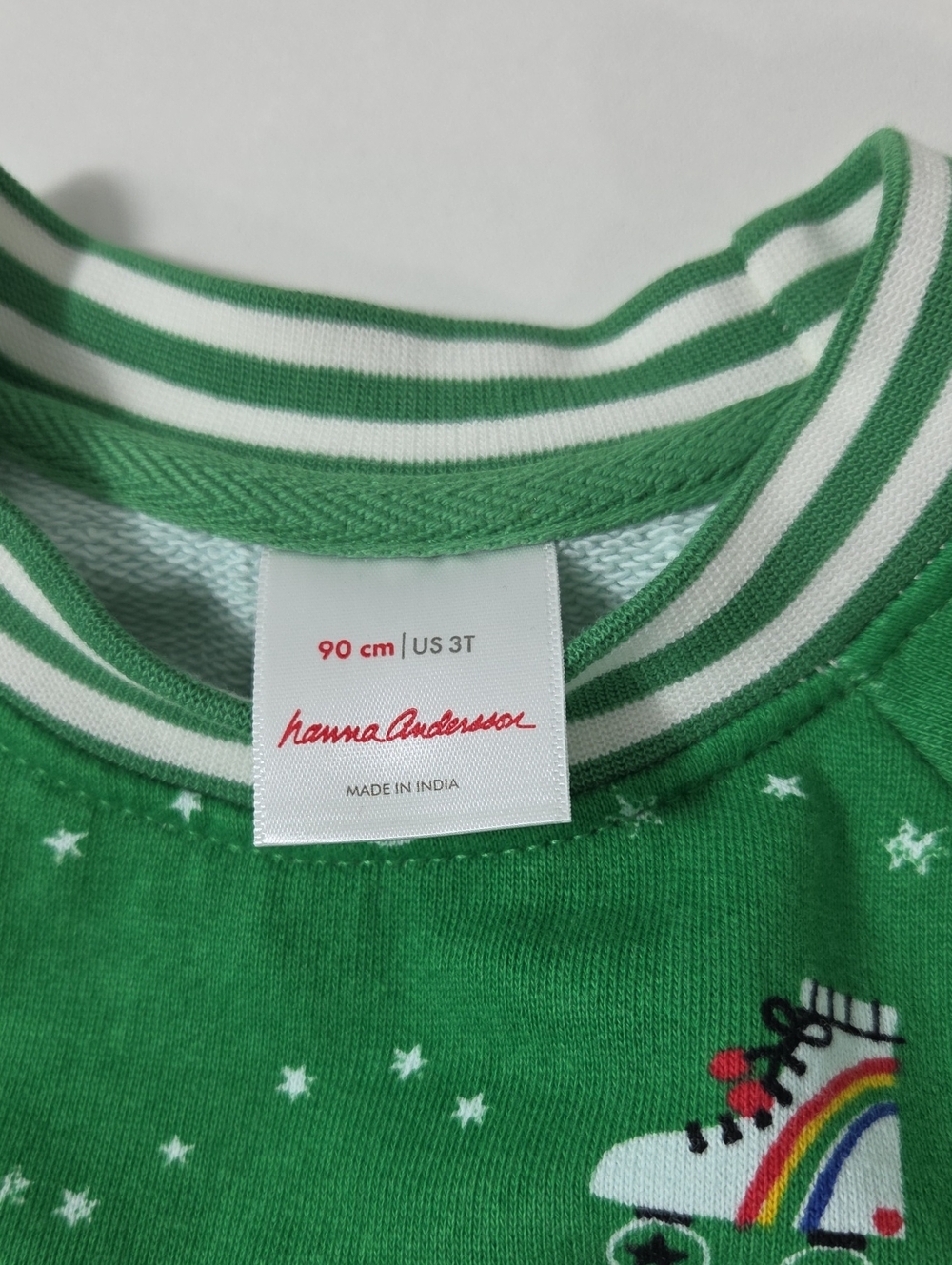 Hanna Anderson 100% Cotton Green Rollerskate Rainbows & Stars Sweatshirt Size 3T - Picture 5 of 8